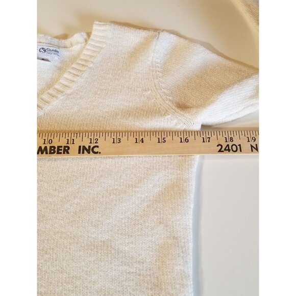 Guide Series Vintage 90s Y2K Pullover Sweater Womens M White Wool Blend V-neck - Picture 6 of 9